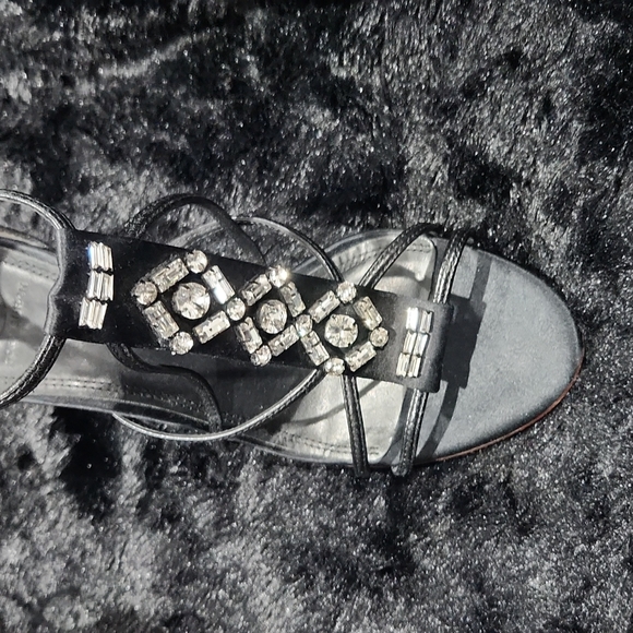 Tory Burch Black Satin and Crystal's with Leather sole Size 38.5 - Picture 8 of 11